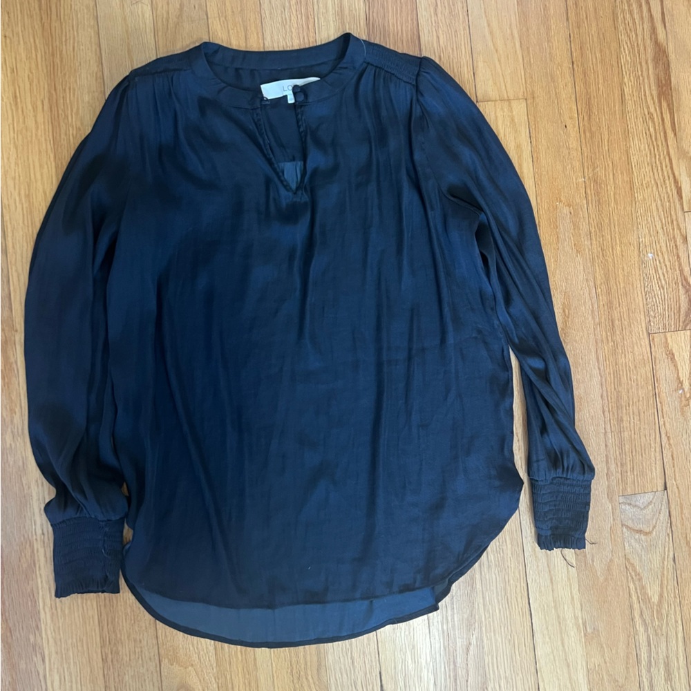 Loft Women’s Black Long-Sleeve Blouse Xxs Petite